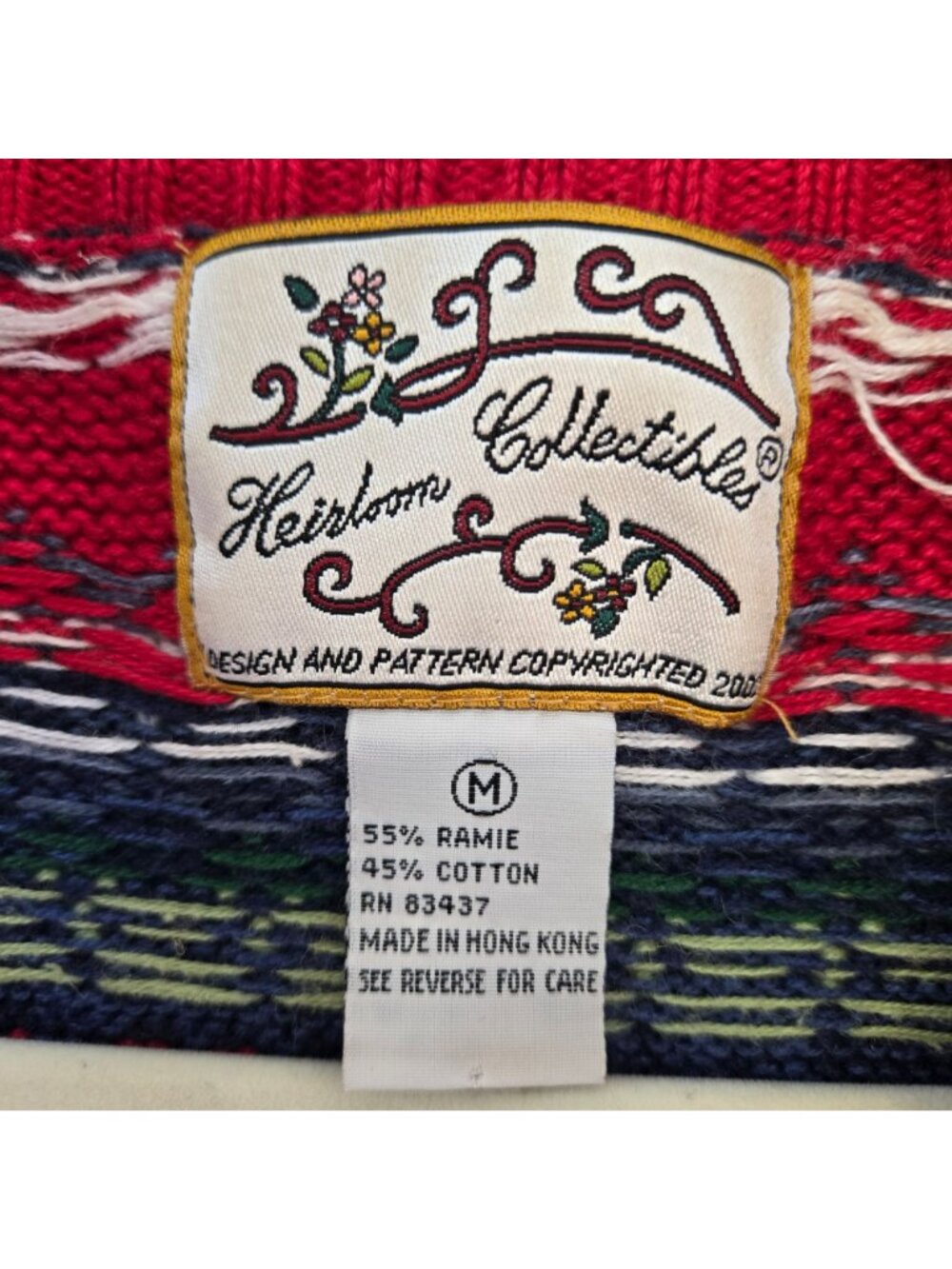Heirloom Collectibles Fair Isle Print Full Zip Cardigan Sweater Size Medium - Picture 3 of 4